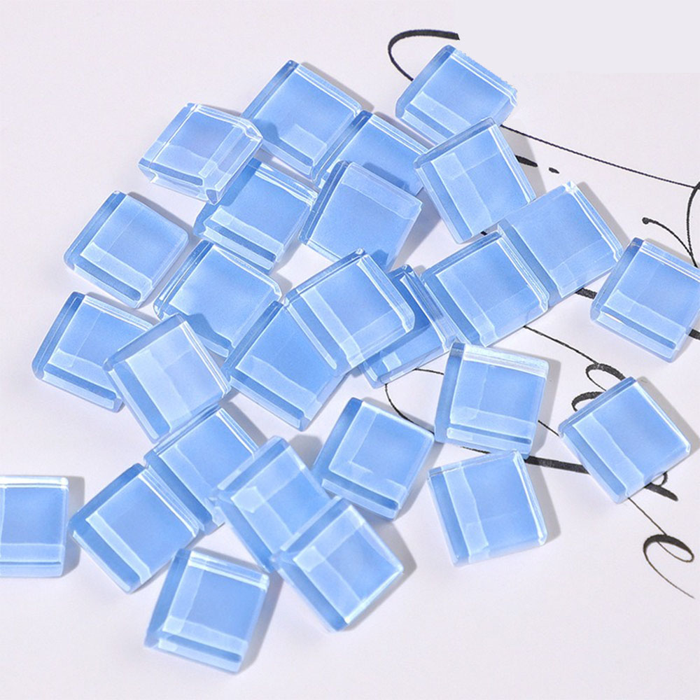 50PCS Mixed Color Glitter Glass Mosaic Grain Tiles Crafts For Stepping Stones Puzzle Garden Decor Hand Mosaics Flowerpots Making: SKY BLUE