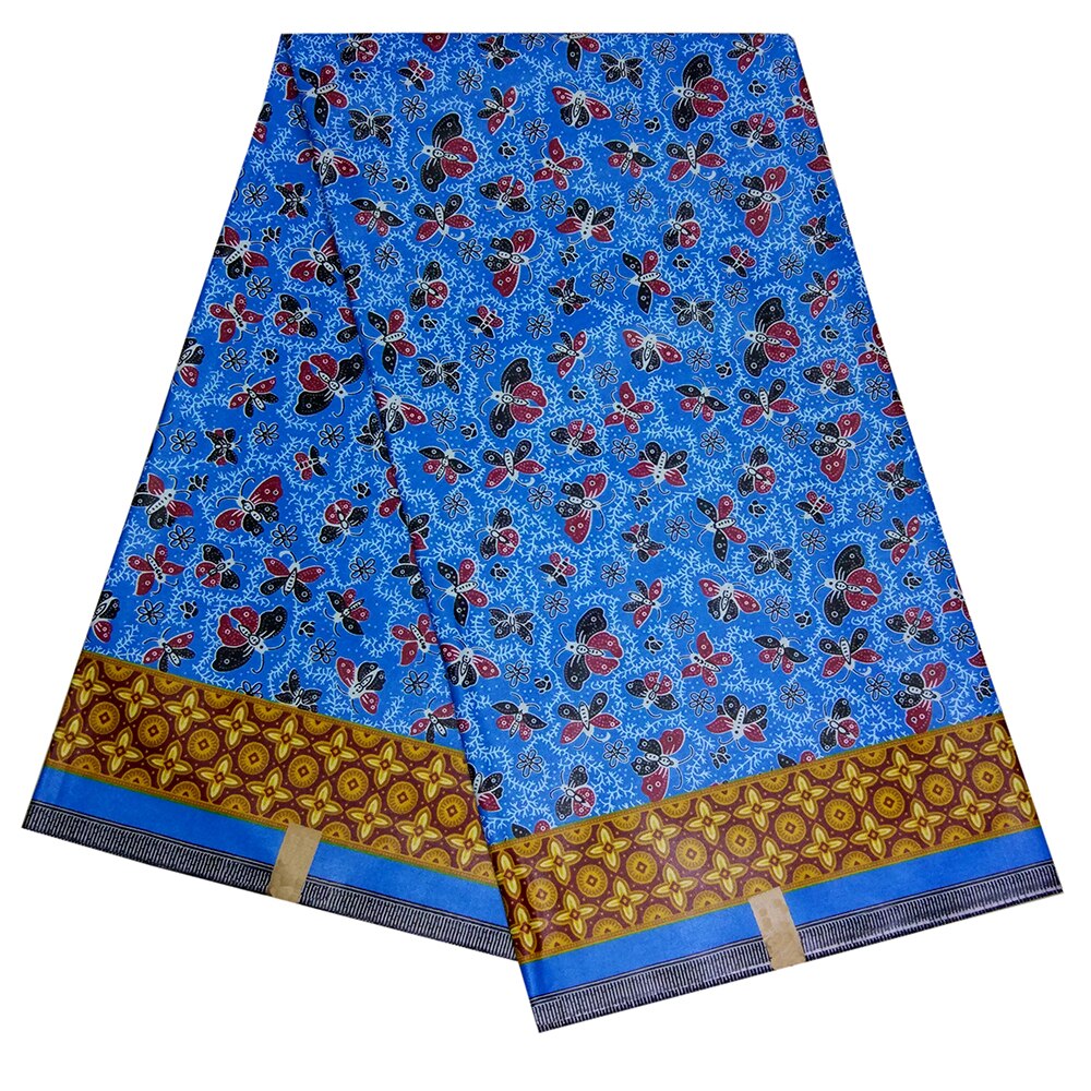 Afrikaanse Katoen Wax Vlinder Patroon Arrivals Print Blauwe Stof 6 Yards