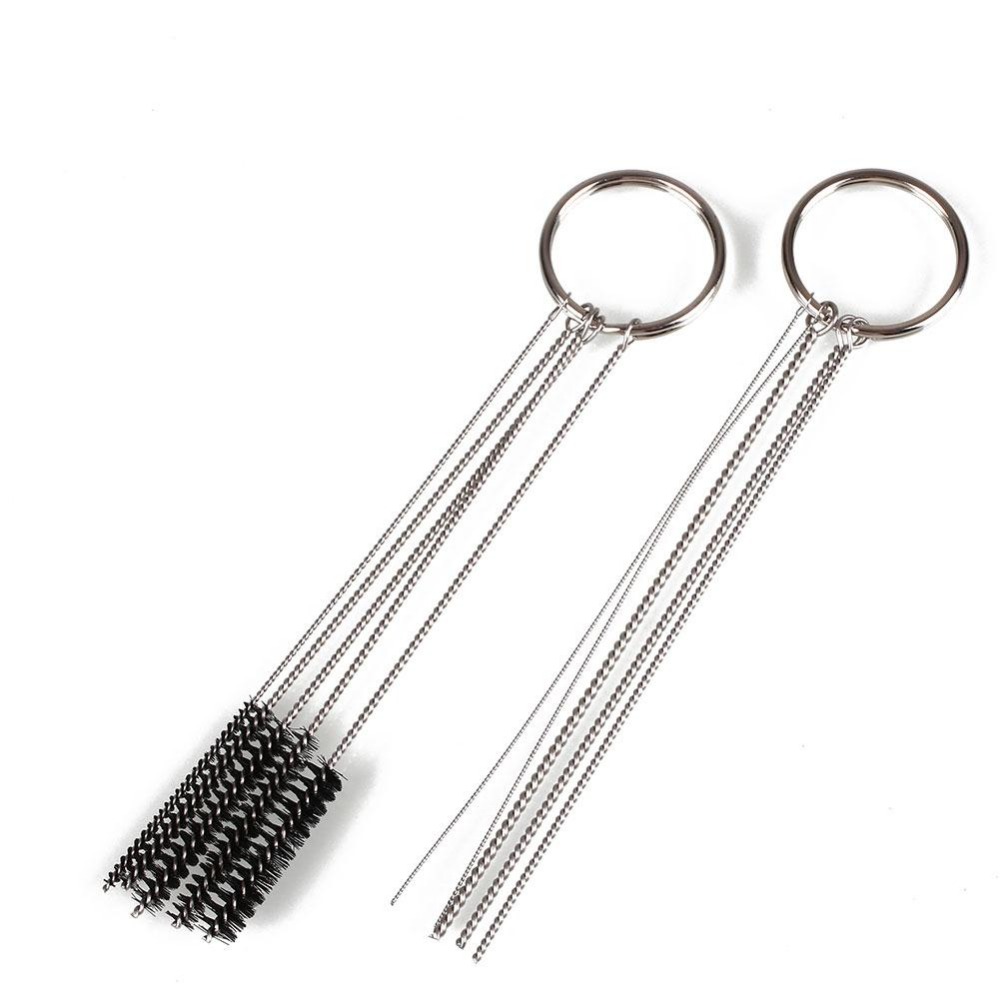 Vehemo 1 set aguja de limpieza de carbono de carburador Eliminar 5 agujas de limpieza + 5 juegos de herramientas de cepillos