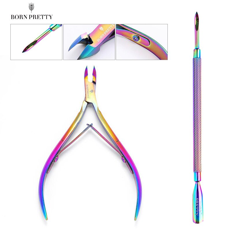 BORN PRETTY Cuticle Nippers Nail Art Scissors Cuticle Clippers Trimmer Dead Skin Remover Stainless Steel Cutters Nails Tool: 2PCS Set 4