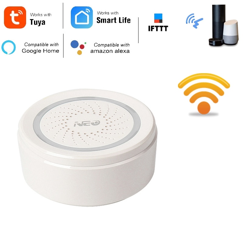 Alarma WiFi Control remoto 100Db sonido sirena trabajo con Echo Alexa Google Home IFTTT para la oficina del Hotel en casa