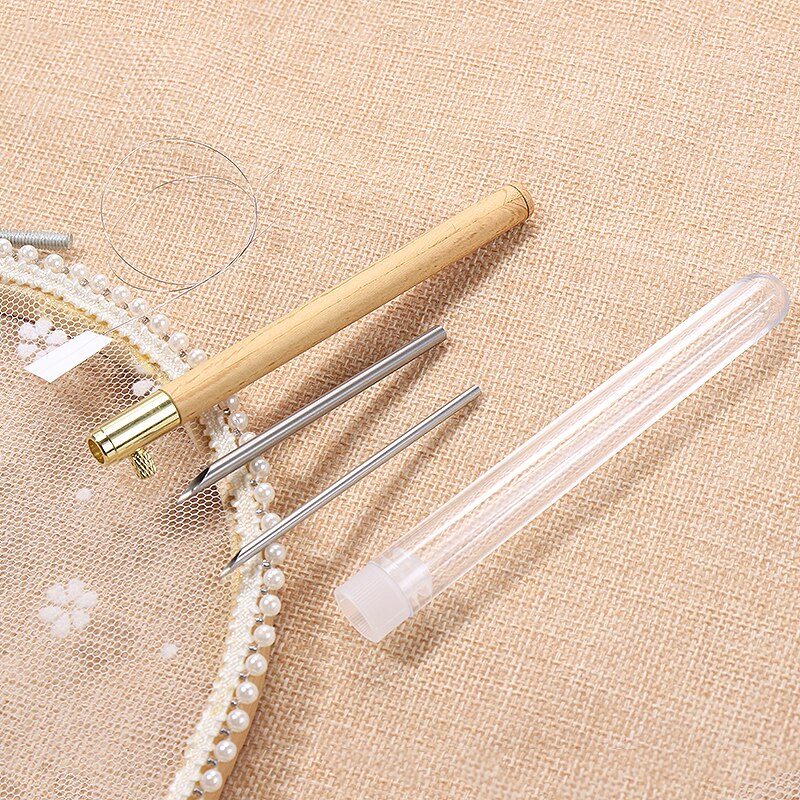 Wooden Handle Stitchwork Needle Magic Embroidery Punch Pens Needle Threader DIY Craft Sewing Embroidery Cross Stitch Tools