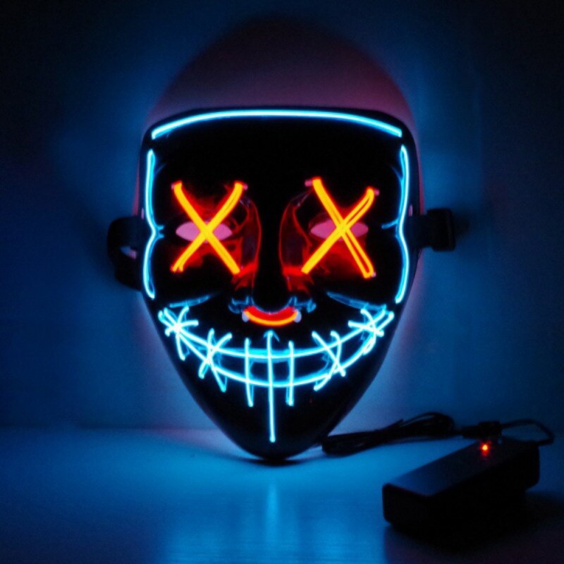 Halloween Masque LED fête Masque mascarade néon Masque lumière lueur dans le noir Mascara horreur Maska Masque lumineux #