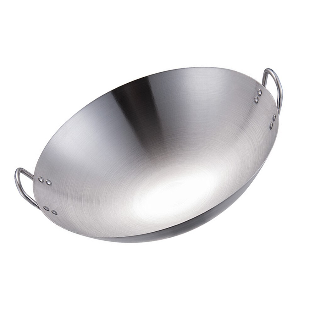 1pc Durable Cooking Pot Stainless Steel Cooking Wok Frying Pan for Home Use