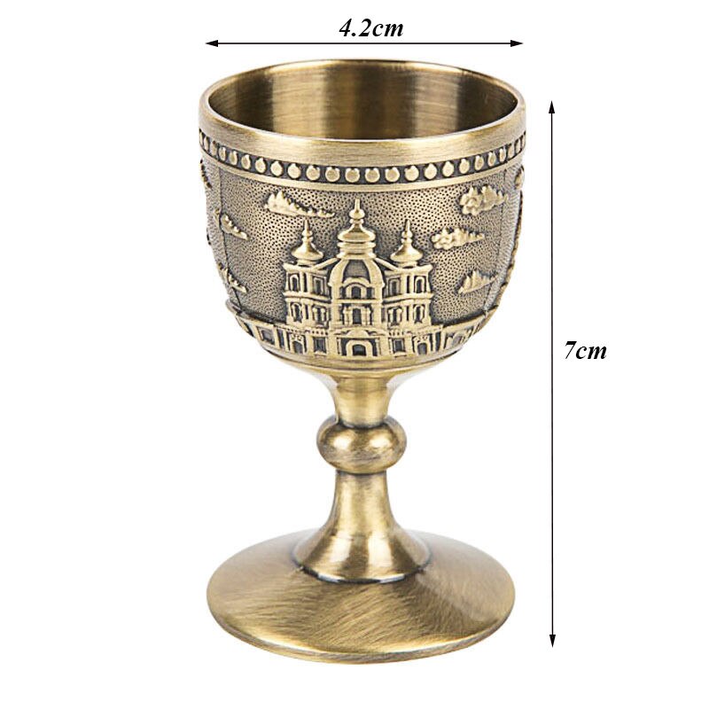 Europeiskt snidningsmönster vintage slott klassisk metall whiskykopp handgjord liten bägare hushåll koppar vin glas bar verktyg