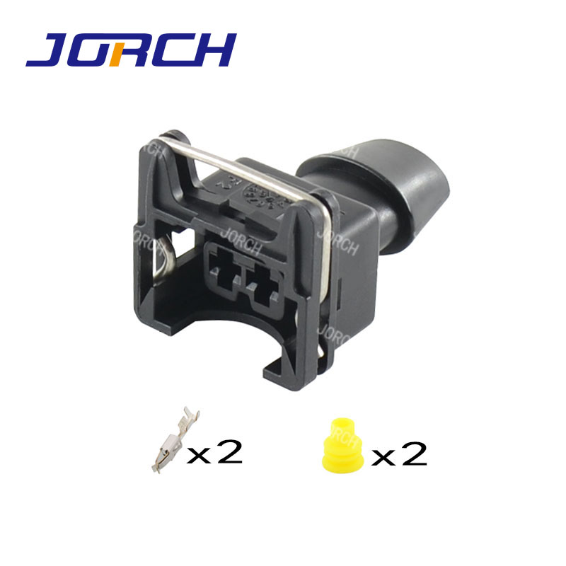 1 Set 2 Pin Amp Tyco Brandstofinjector Connector Waterdicht Junior Power (Mini Timer) plug Met Rubber Boot Voor Auto 'S