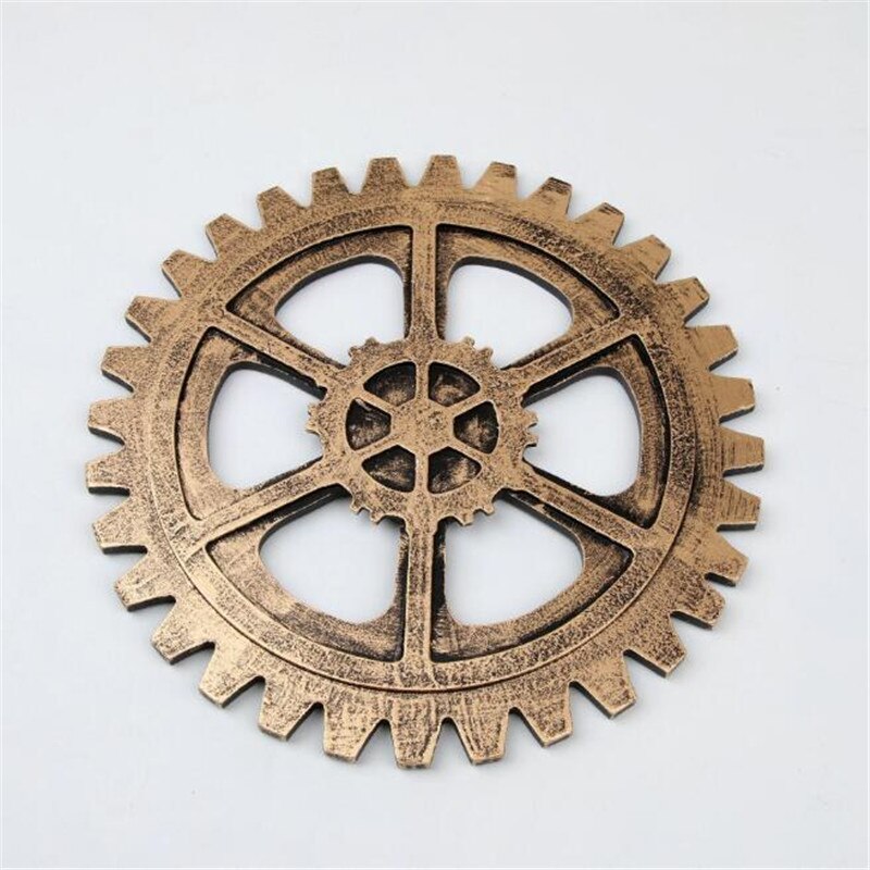 Date rétro Style industriel en bois engrenage décoratif roue engrenage ornements Art Bar café maison tenture murale décor artisanat: Gold 24cm 6 hook A