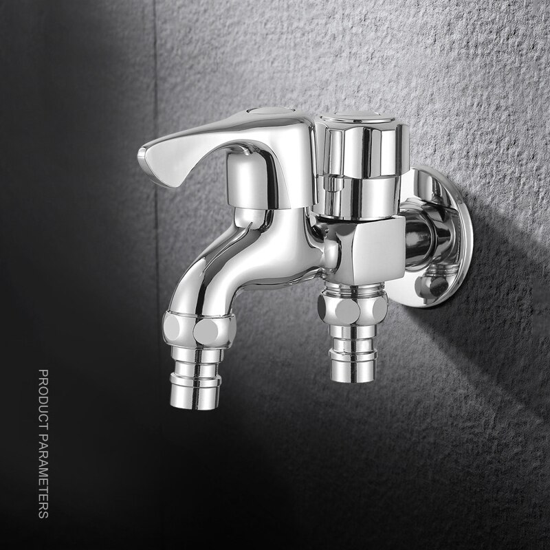 Wall Mounted Washing Machine Faucet Double Water Outlet Dual Handle Cold Water Tap Garden Washing Machine Bibcock Mop Pool Tap