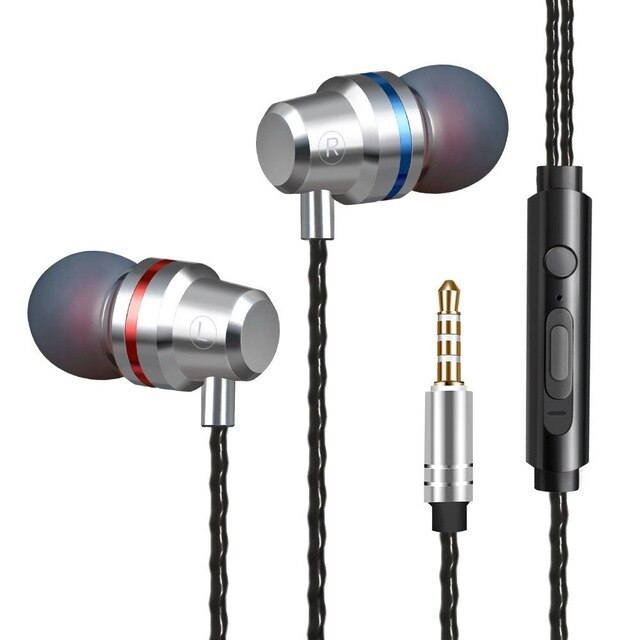 Olhveitra Bass Oortelefoons Bedrade Headset Gamer Voor Iphone Samsung Handenvrij In Ear Stereo 3.5Mm Ruisonderdrukkende Oordopjes Met Microfoon: Style B Silver