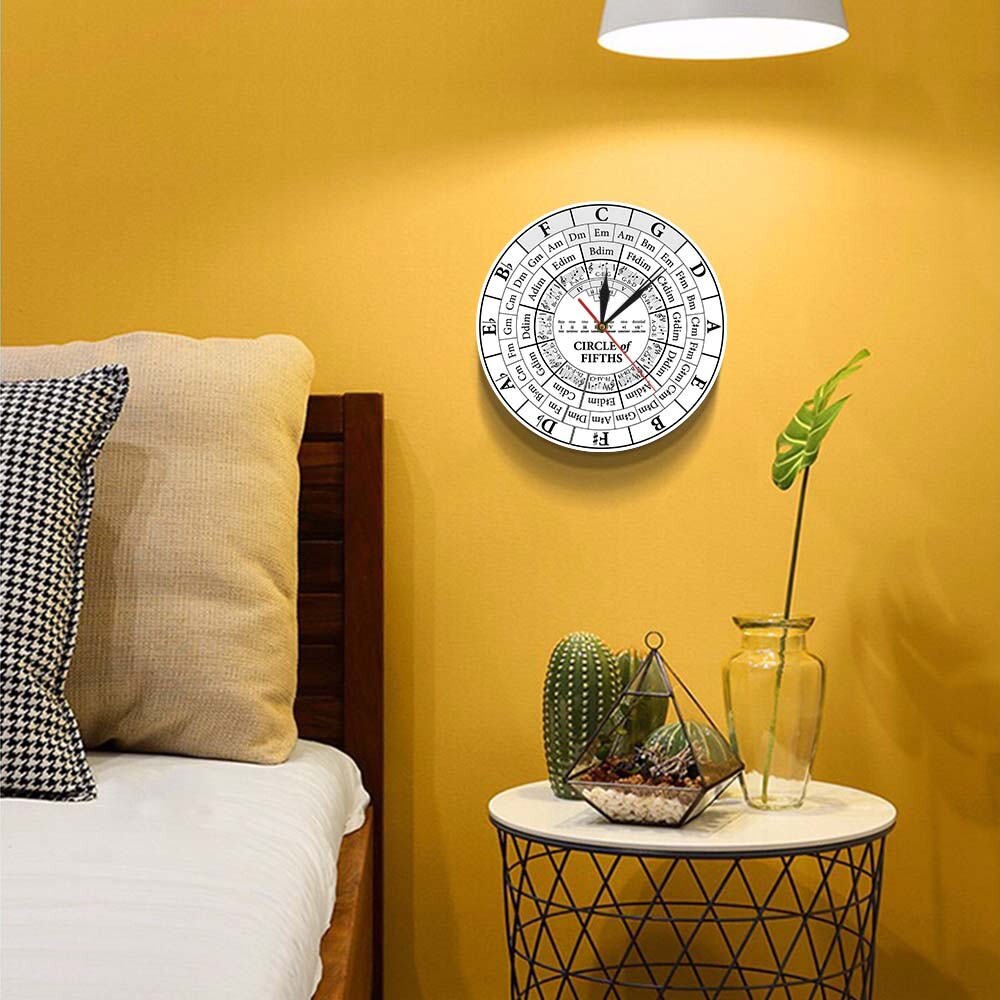 Circle Of Fifths Stave Musician Composer Music Teaching Modern Hanging Quartz Clock Harmony Theory Music Study Wall Clock