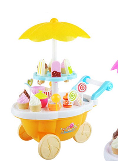 Boodschappen Speelgoed Mini Trolley Meisje Snoep Auto Ijs Winkel Supermarkt Kinderen Huis Speelgoed Verlichting Speelgoed Auto Cadeau Speelgoed Muziek: yellow