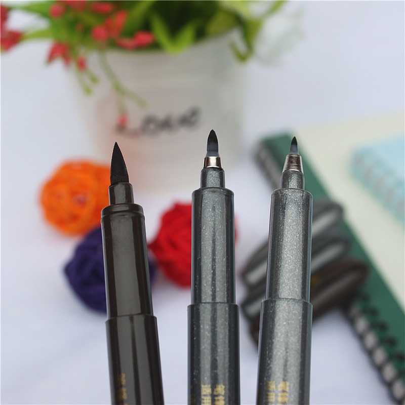 3 typer kalligrafi pensel pen til at vælge blød børste filt tip penne signatur manga tegning skitse liner finere skoleartikler