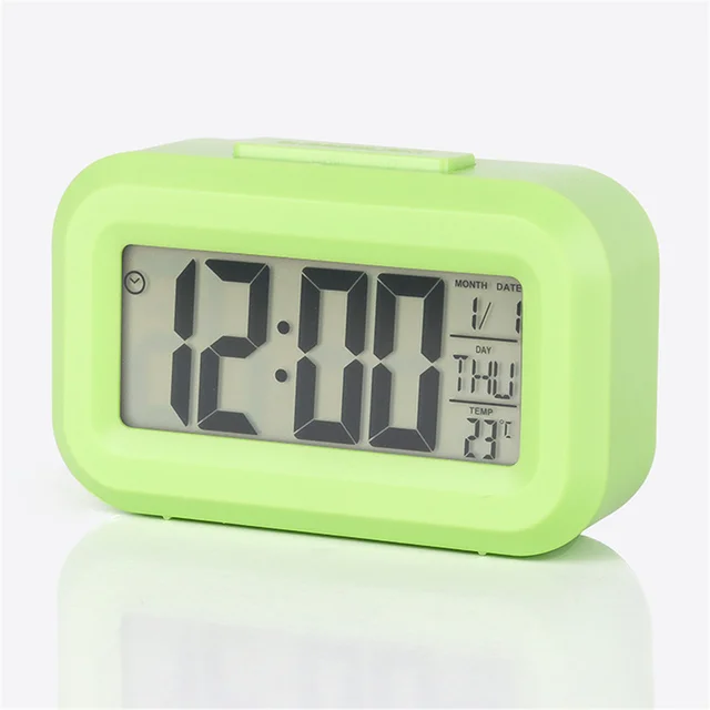 Reloj despertador Digital, alarma Digital electrónica, relojes de mesa de escritorio, retroiluminación de oficina, reloj calendario con repetición: Verde