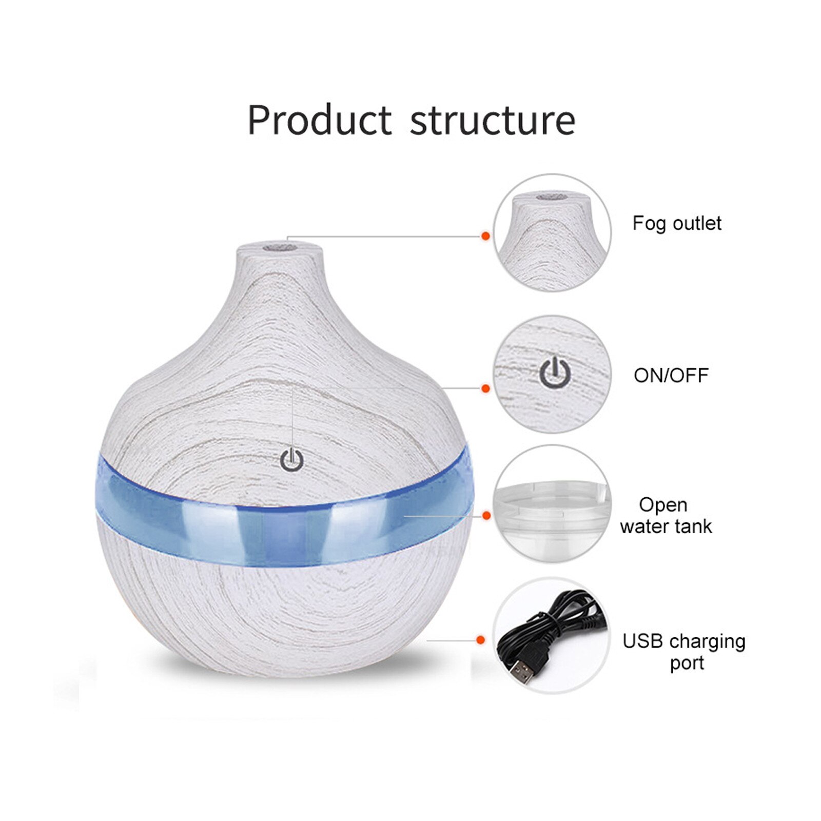 300ml Air Aroma Essential Oil Diffuser Led Aroma Aromatherapy Humidifier Wooden Aroma Essential Oil Diffuser Home decor