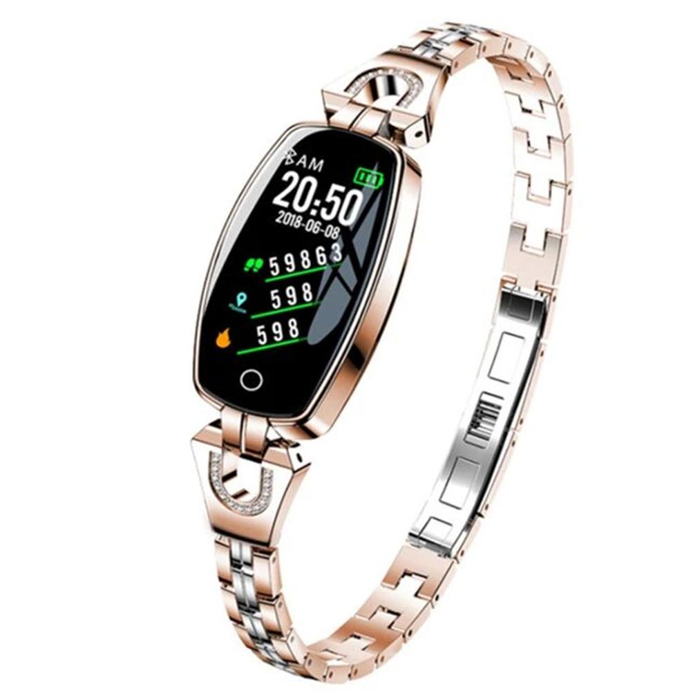 H8 Smart Bracelet Watch Women Lady Blood Pressure Band Heart Rate Monitor Fitness Tracker Wristband IP67 Waterproof Smartwatches: Gold