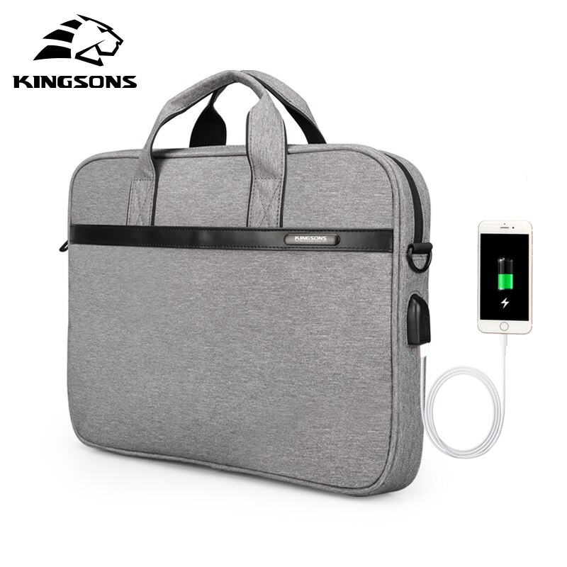 KINGSONS 11'' 12'' 13'' 14'' 15'' Laptop Sleeve Bag Waterproof Notebook Tablet Bags Case Messenger Shoulder for Men Women: Gray / 14 Inches