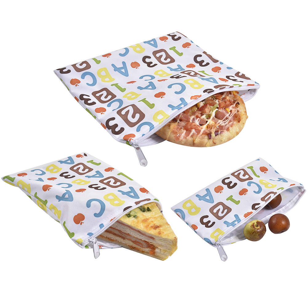 3Pcs Herbruikbare Snack Tas Waterdichte Brood Sandwich Bag Pouch Draagbare Ontbijt Houder Voor School Camping Werk Reizen: E