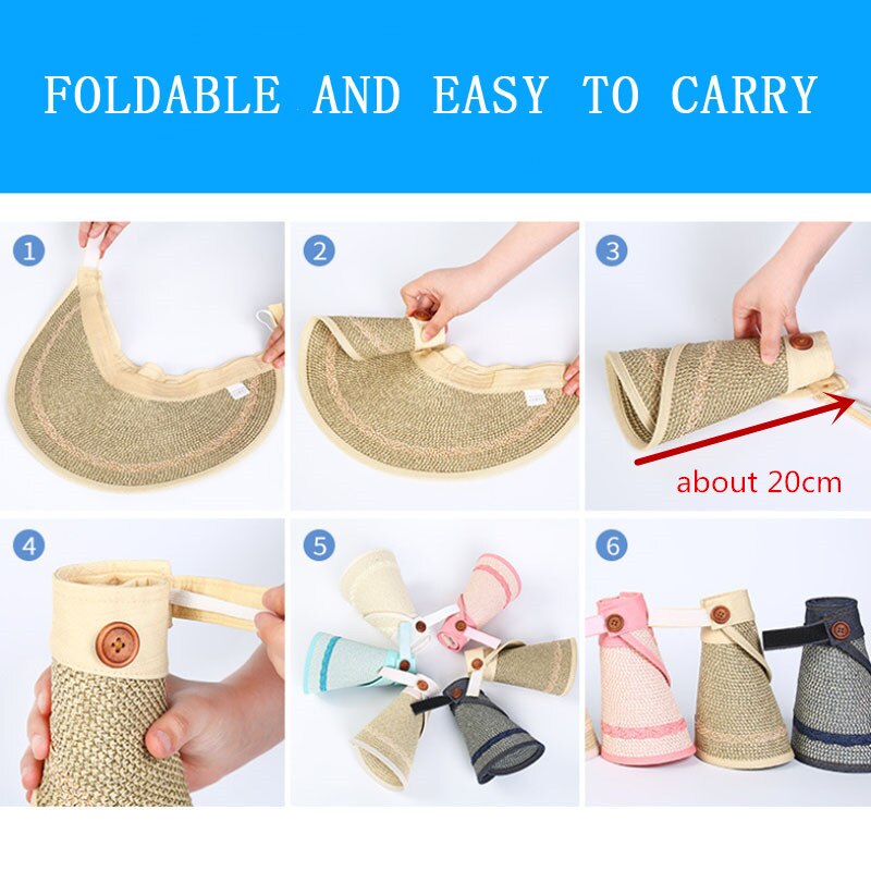 Ymsaid hatte kvinder bred stor skygge floppy sommer strand sol hat stråhat knap kasket sommer hatte kvindelig anti-uv visir cap