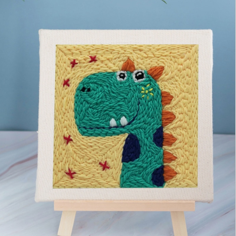 DIY Embroidery Kits Cartoon Hand 3D Landscape Poke Poking Stitching With Hoop Frame Modern Sewing