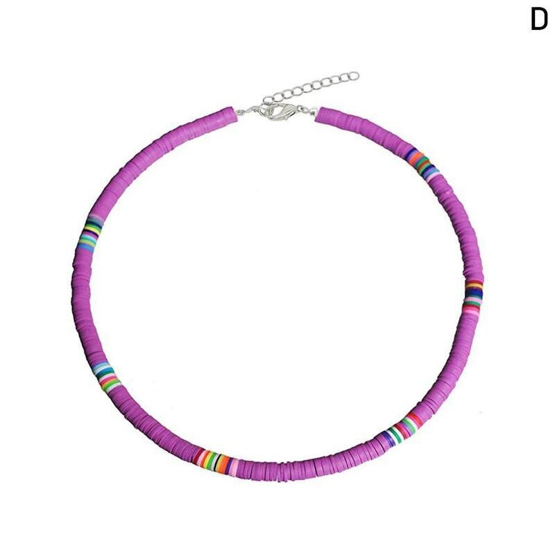 Collar redondo de arcilla suave para mujer, Gargantilla informal a la , joyería multicolor, para accesorios de mujer I0E2: 04
