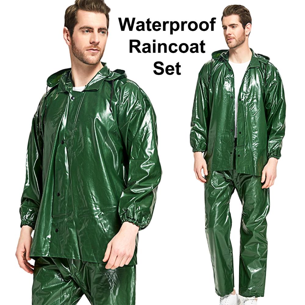 Verstelbare Volwassen Mannen Waterdichte Lange Full-Body Regenjas Regenbroek Split Pak Rijden Regenbui Takeaway Regenjas