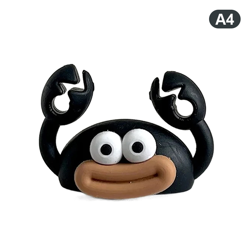 Kabelhouder met cartoonkrab, kabeloproller voor op het bureau, kabelorganizer, zelfklevende kabelhouder, kabelklem voor datakabelbeheer: Groente