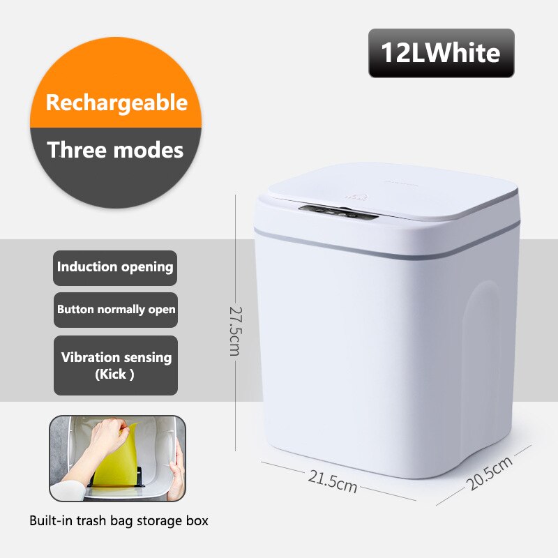 16L Smart Sensor Trash Can Trash Can With LED lighting and USB Charging Touchless Intelligent Household Automatic Garbage Bin: Burgundy