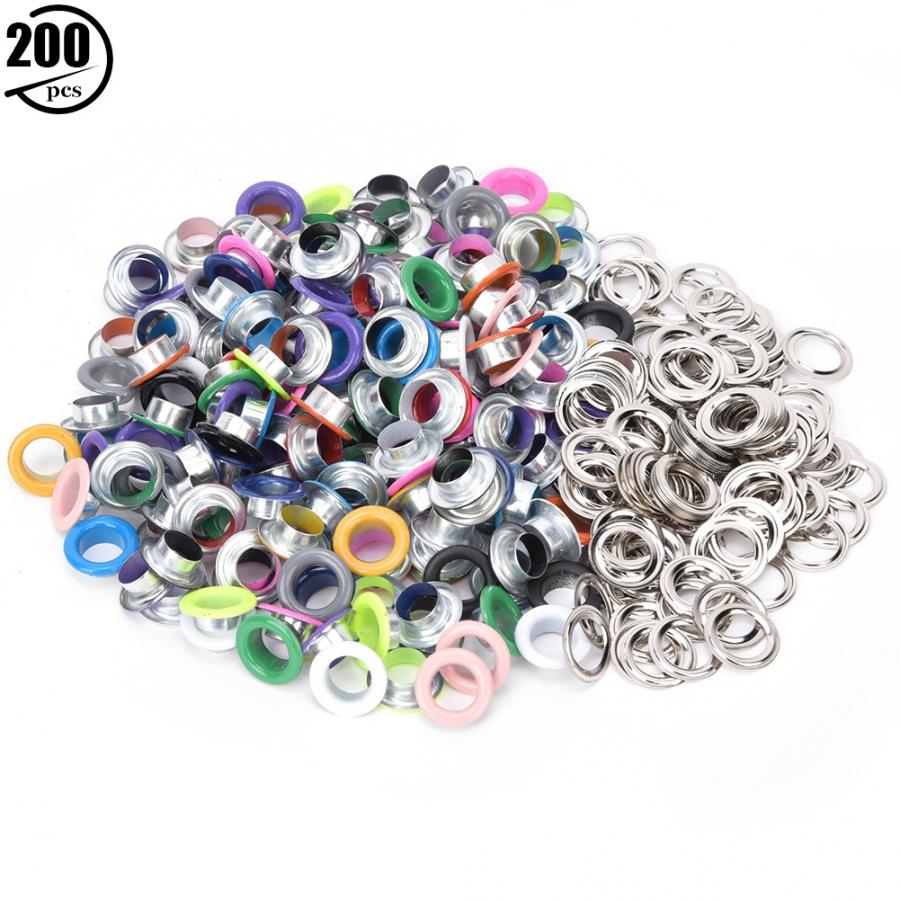 Ojal de Metal de hierro para decoración de ropa, ojal de Metal colorido, bricolaje, bolsa, zapatos, 8mm/10mm con arandela de 200 piezas, 200 Uds.: 8mm