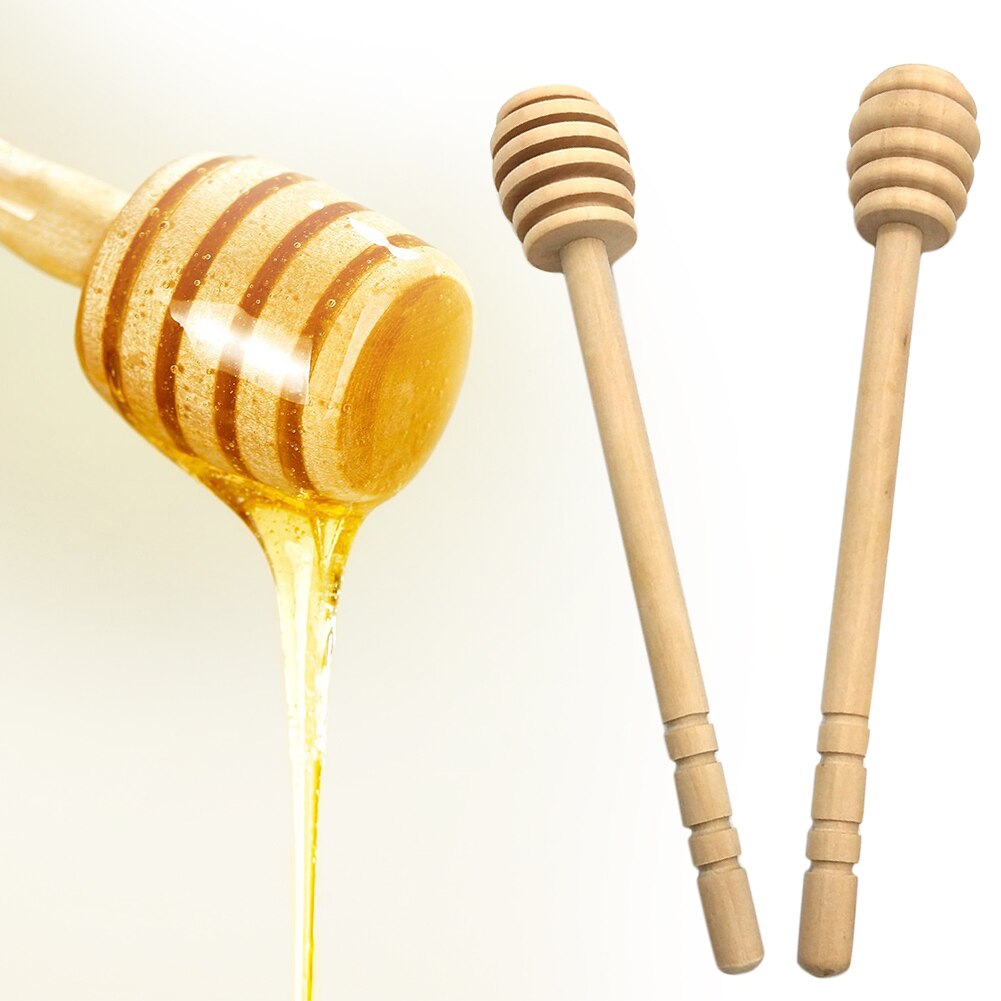 Spiral Wooden Mixing Long Handle Practical Kitchen Tools Honey Dipper Honey Stick Stir Bar Spoon