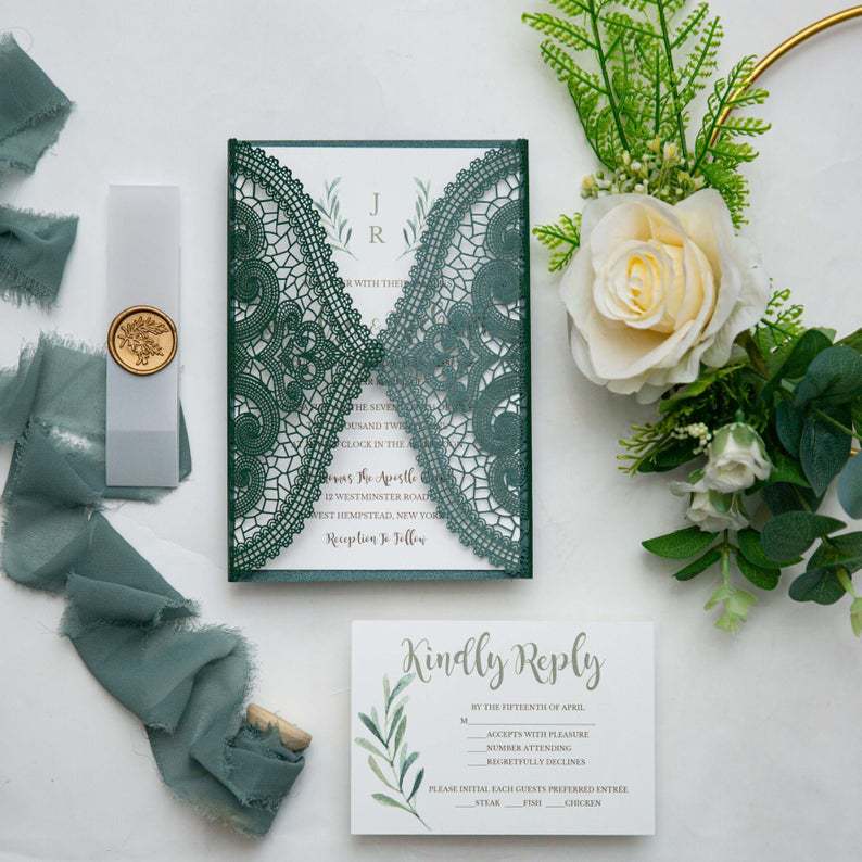 3D Three-dimensional Greeting Card Hollow Postcard Wedding Invitation Green Business Invitation Birthday Thank You Cards