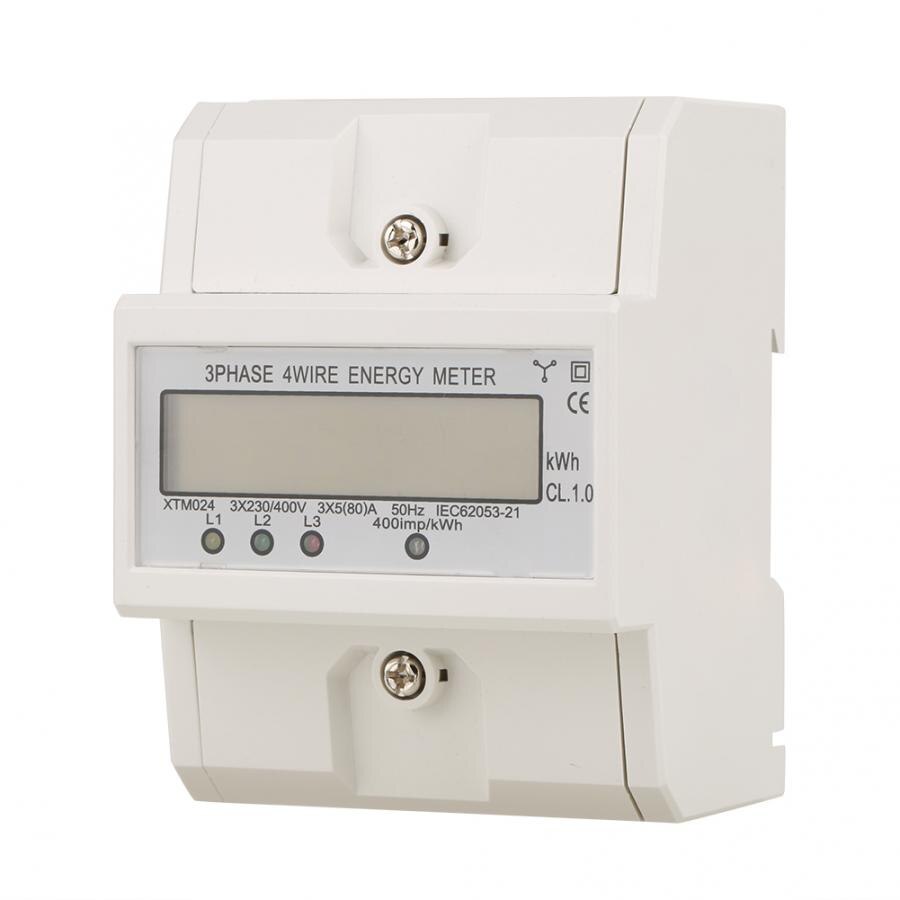 1 pcs 3 x 220V Energy Meter Digital 3-phase 4 Wire 4P DIN-Rail Electric Meter Electronic KWh Meter