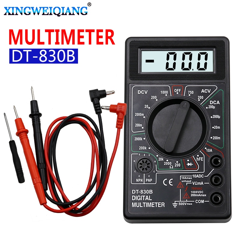LCD Digital Multimeter AC DC 750 1000V Digital Mini Multimeter probe For Voltmeter Ammeter Ohm Tester Meter