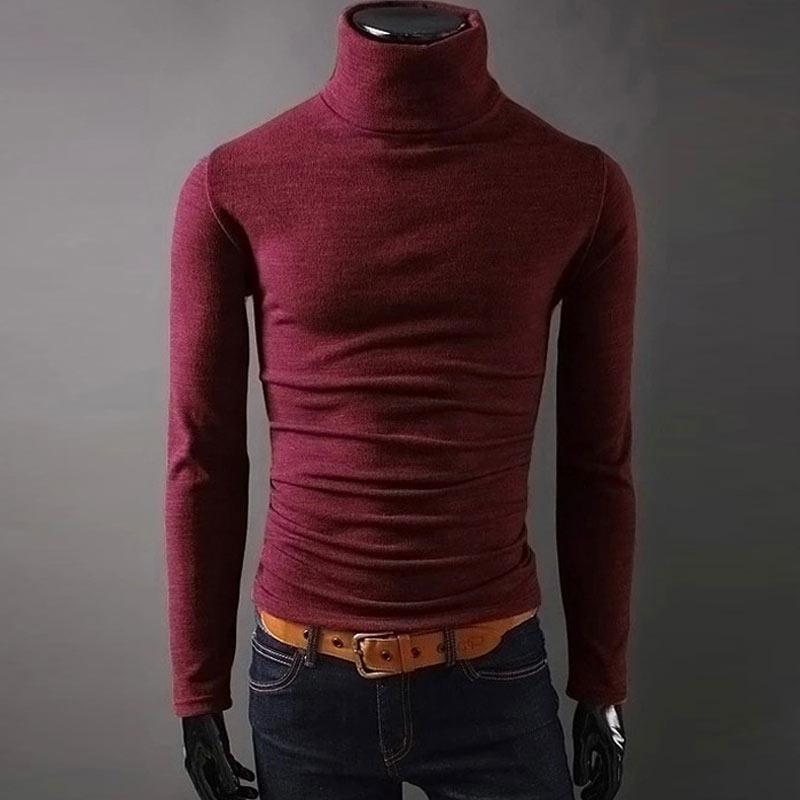 Herfst Heren Truien Casual Mannelijke Coltrui Man Zwarte Solid Truien Slim Fit Kleding Trui