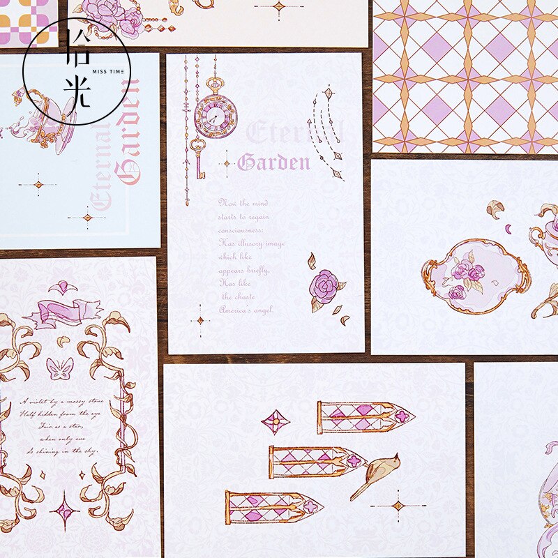 Juego de 30 unids/set de jardín eterno, Serie de bronce, postal, de cumpleaños , tarjeta de mensaje, tarjeta de felicitación de bendición