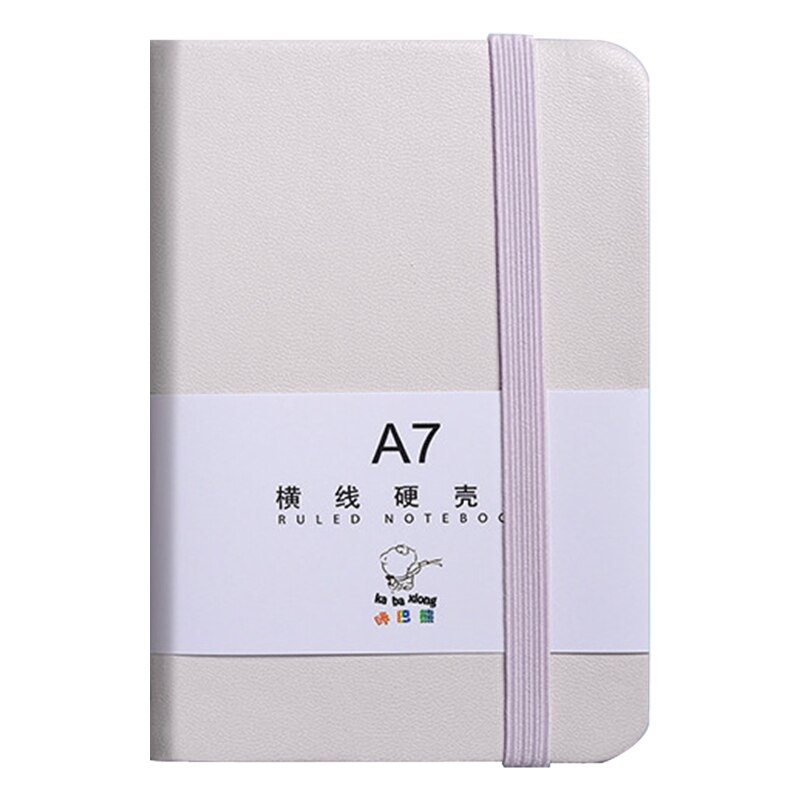 634A Hardcover Notebook A7/A6 Leather Notepad Pocket Journal Planner with Elastic Strap Wide Lined Paper for Adult Journaling: White