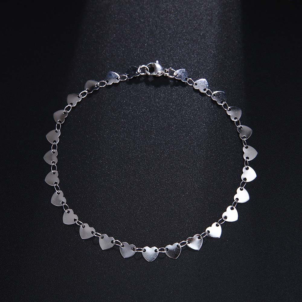 CACANA – Bracelets chaîne en acier inoxydable pour hommes et femmes, couleur or et argent, pendentif, chaîne en forme de cœur, Donot Fade, bijoux N1864: Silver / 9 inch 22.5 cm