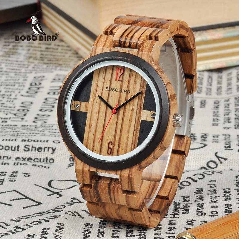 Bobo bird houten horloge heren relogio masculino luxe quartz polshorloges in houten doos met *q19