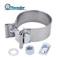 ESPEEDER 2.0 Inch High Strength Butt Joint Universal Stainless Steel Exhaust Clamp Band Kit 2'' Auto Turbo Pipe Clips