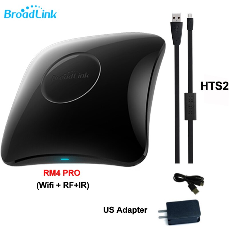 Broadlink-control remoto Universal RM4 PRO Smart Home, Wifi, RF, IR, HTS2, Sensor de temperatura y humedad, funciona con Alexa y Google: US RM4 PRO and HTS2