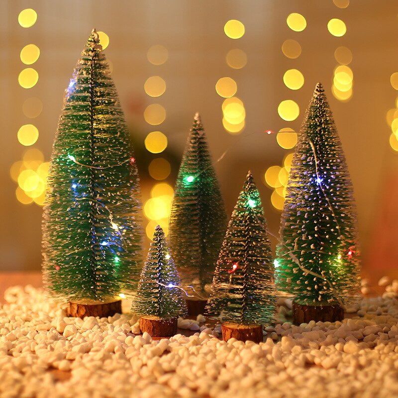10-30cm Miniature Christmas Tree Artificial Snow Landscape Architecture Cedar Pine for Christmas Crafts Tabletop Navidad Decor