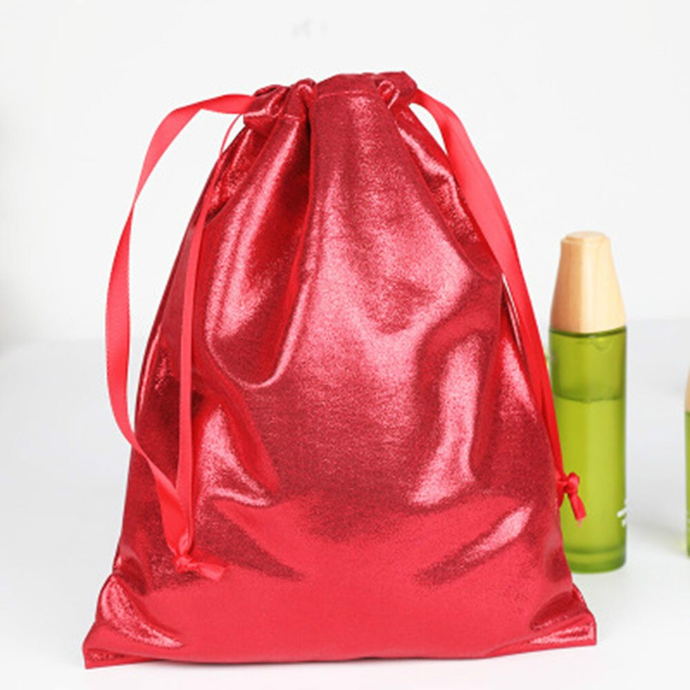 Suave PU cuero lentejuelas Rosa cordón bolsa BagWedding caramelo embalaje cosmético bolso accesorios de viaje