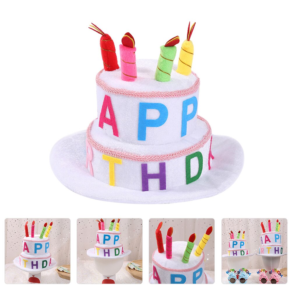 Kids Birthday Hat Decorative Birthday Cake Shape Headdress Photo Prop Hat: Small