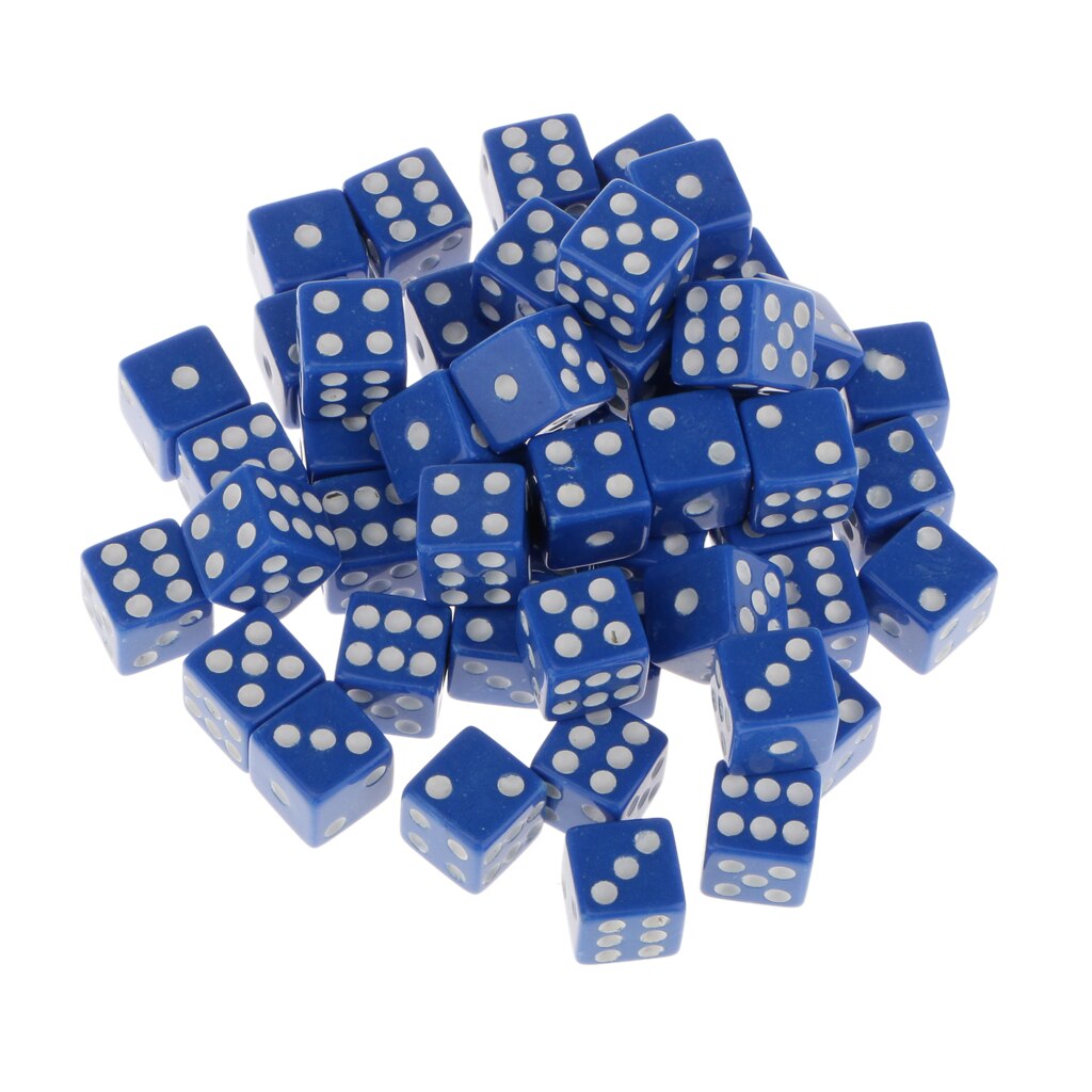 12 Mm 50 Pcs Acryl Zes Zijdig Spot Dice Party Games Dobbelstenen Blauw Kleur