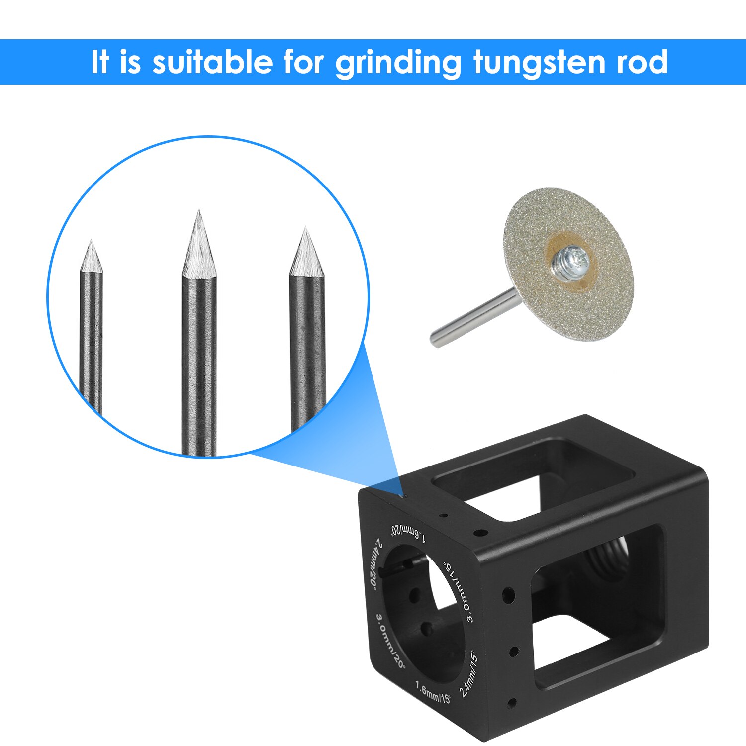 Affilatrice per elettrodi di tungsteno aghi di tungsteno aste di tungsteno smerigliatrice alluminio TIG saldatura elettrodi di tungsteno affilare strumento