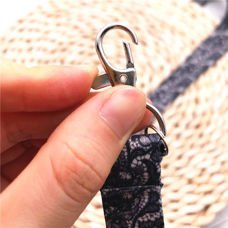 Double Sides Lace Printing Pattern For Key ID Card Mobile Phone Accessories Phone Charm Lanyard Neck Strap Cord USB Badge Holder