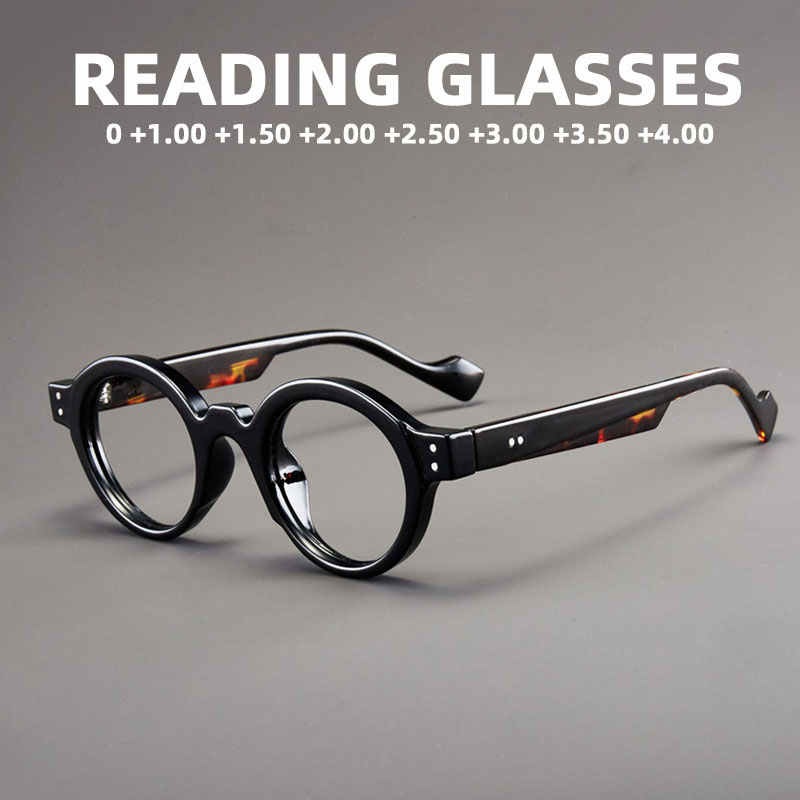 Klassische Retro Runde Lesebrille Brillengestelle Damen Herren Trendige Modische Stilvolle Presbyopie Brillen Männlich 0 bis +4,0