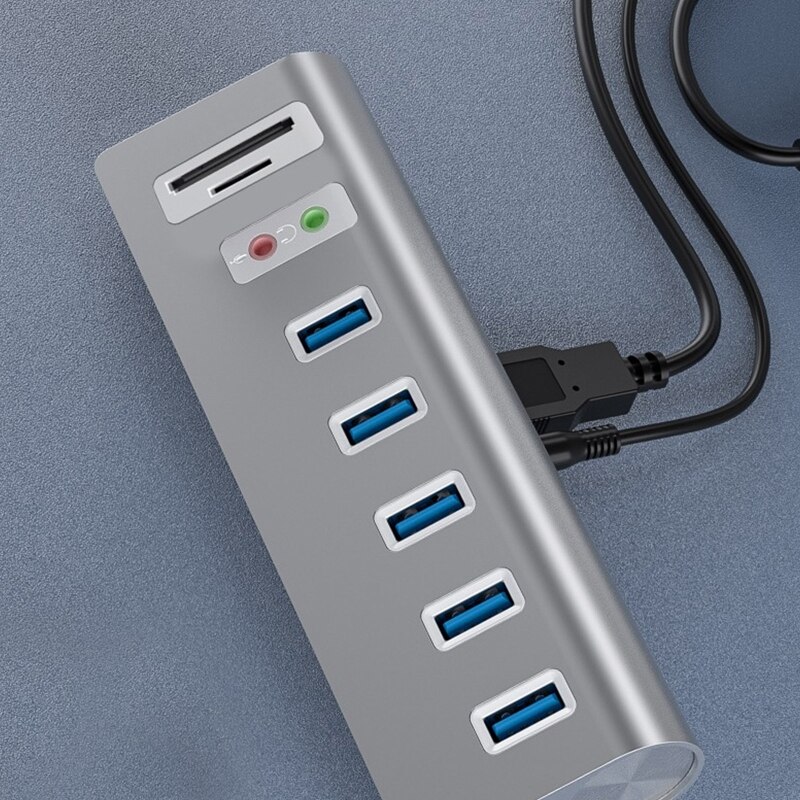 USB 3.0 Hub Splitter 5 Ports USB + SD TF Slot Docking Station Aluminum Alloy Portable For Laptop PC Keyboard SSD Adapter