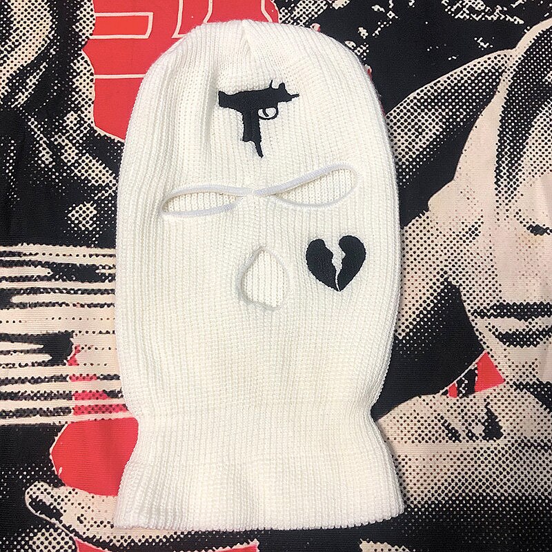 Passamontagna per casco da motociclista Bandana da uomo nera antivento moto Scooter maschera da sci a maglia calda cappello invernale copricapo sciarpa maschera: white