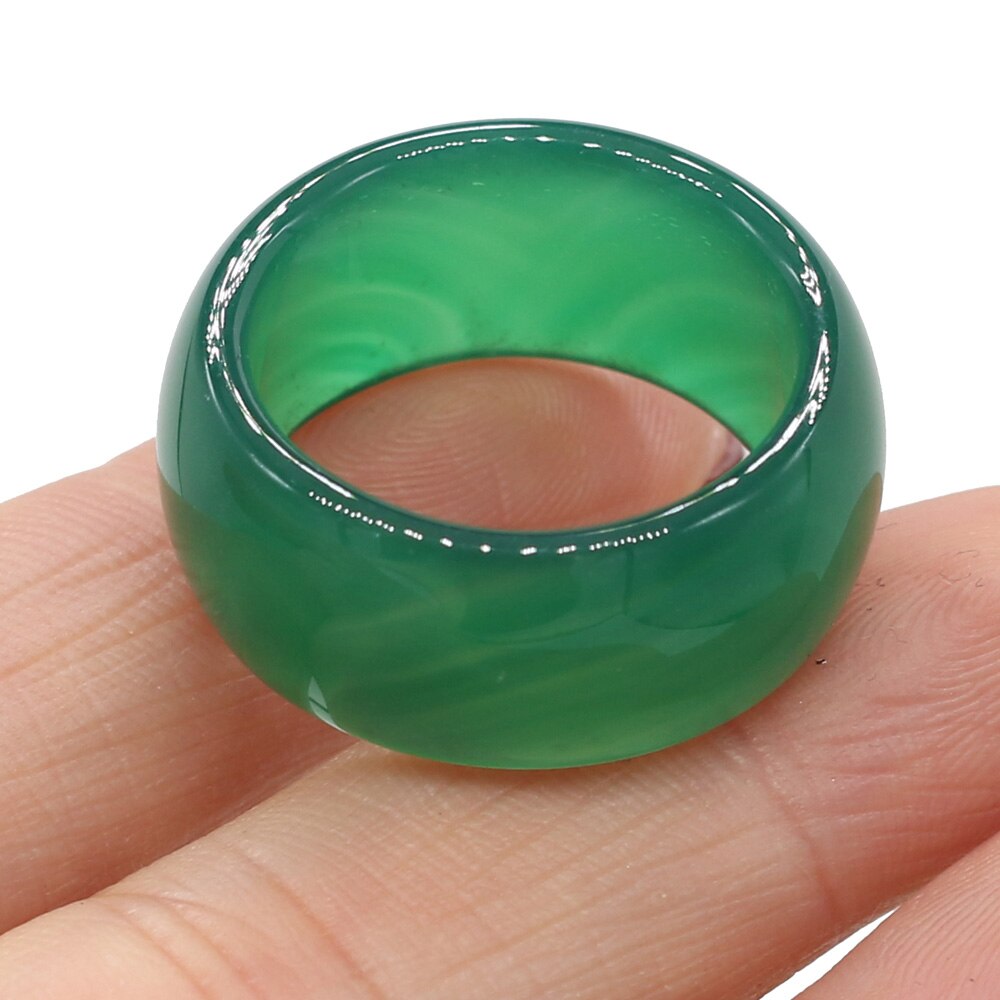 Natursten ringe smykker en mangfoldighed af sten to slags modeller unisex cirkel natursten finger ringe charms: 12 x 18mm / Grøn agat