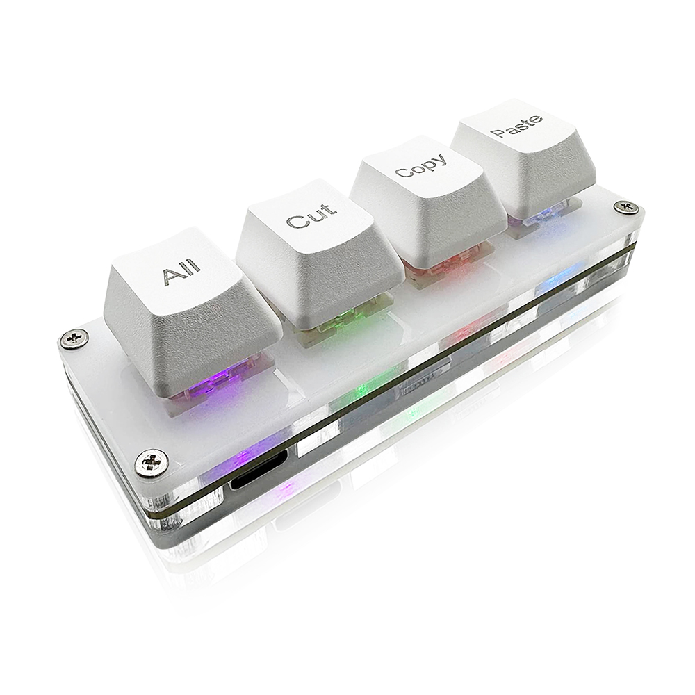 Mini 4 touches sélectionner tout coupé copier pâte Macro Pad Ctrl A X C V raccourci une main clavier rvb jeu clavier mécanique clé OSU: WHITE